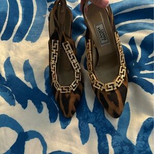 Gianni Versace print pumps with wrap ankle strap